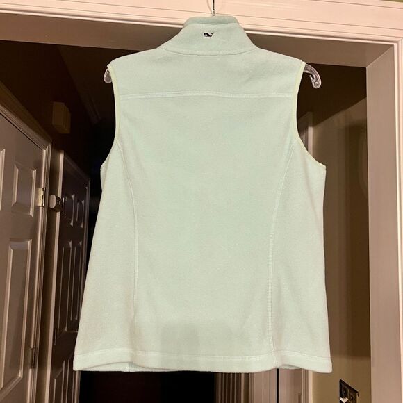 EUC Women's Vineyard Vines Light Turquoise Aqua Fleece Zip Front Vest Size SMALL - Picture 2 of 2